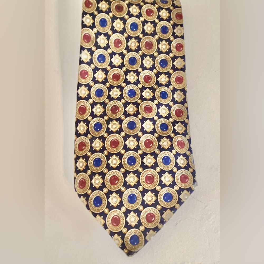 Dior Cravate Tie Red Blue Gold Vintage Jewels Christian Dior